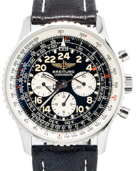 Breitling Navitimer Cosmonaute 42MM Black Dial Leather Strap (A12322)