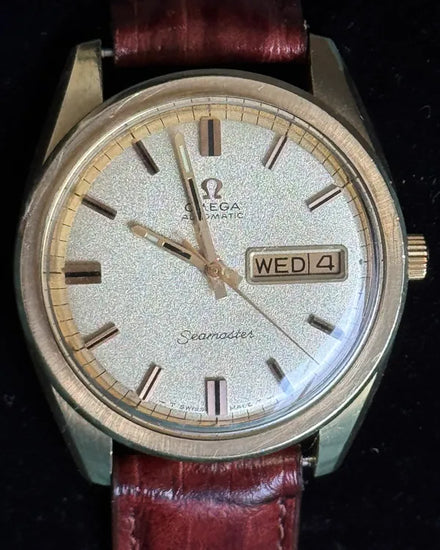 Omega Seamaster 36MM Gold Dial Aftermarket Leather Strap (166.032)
