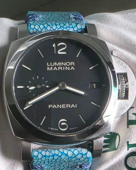 Panerai Luminor Marina 1950 3 Days 42MM Black Dial Aftermarket Leather Strap (PAM00392)