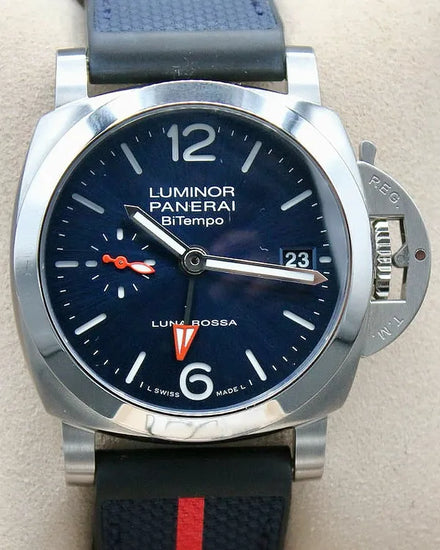 2023 Panerai Luminor Quaranta Luna Rossa BiTempo 40MM Blue Dial Textile Strap (PAM01404)