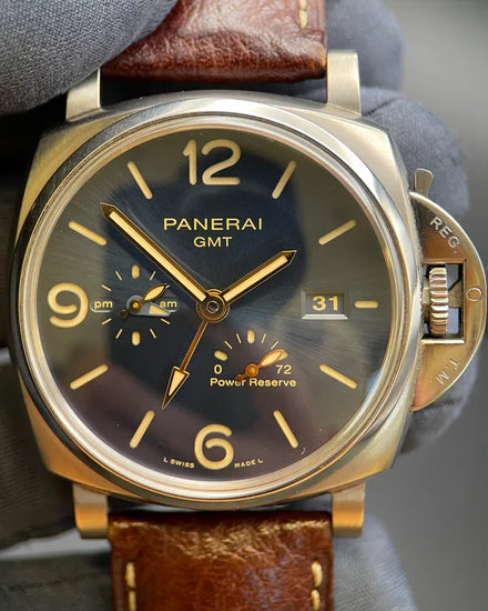 Panerai Luminor Due GMT 45MM Blue Dial Aftermarket Leather Strap (PAM00964)