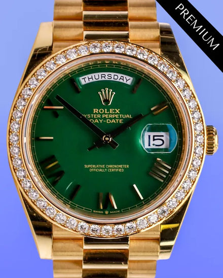 2024 Rolex Day-Date 40MM Green Dial Yellow Gold President Bracelet (228348RBR)