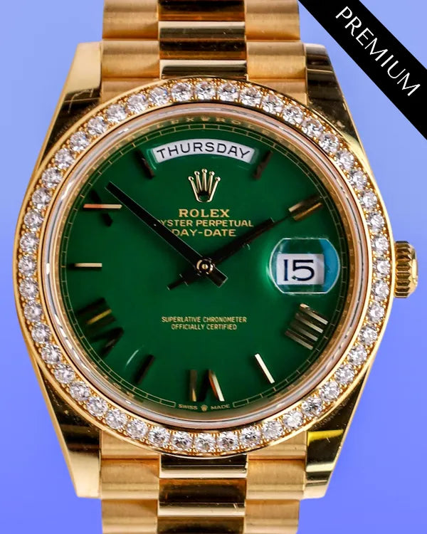 2024 Rolex Day-Date 40MM Green "Ombré" Dial Yellow Gold President Bracelet (228348RBR)