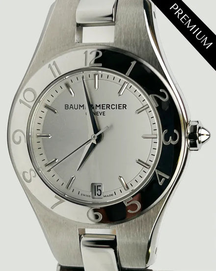 Baume & Mercier Linea 27MM Quartz Silver Dial Leather Strap (M0A10009)