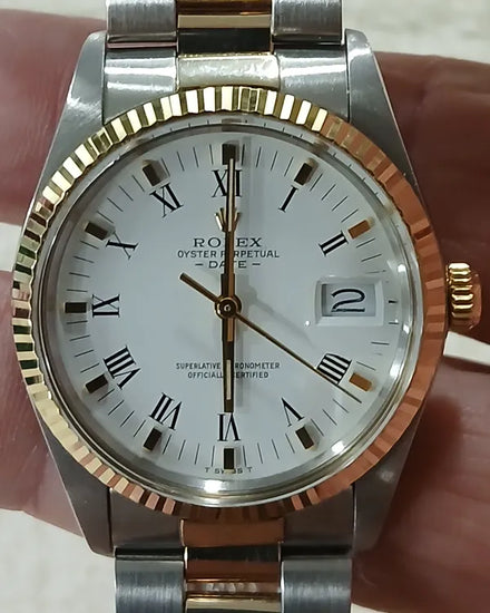 Rolex Oyster Perpetual 34MM Silver Dial Two-Tone Oyster Bracelet (15000)