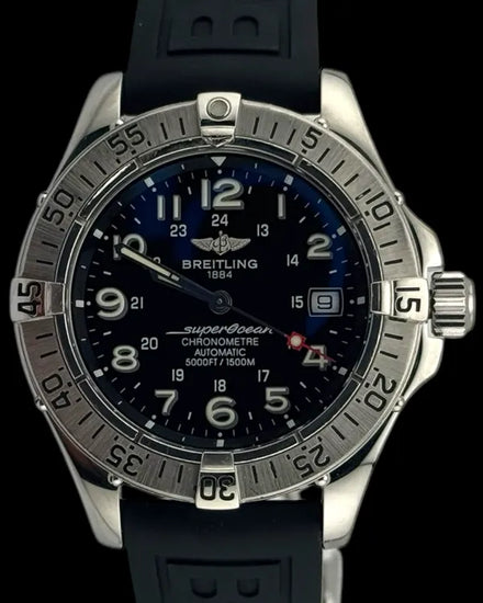 No Reserve - 2007 Breitling Superocean 42MM Black Dial Rubber Strap (A17360)