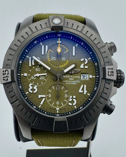 No Reserve - 2021 Breitling Avenger Night Mission 45MM Green Dial Textile Strap (V13317101L1X1)