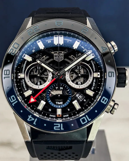 Tag Heuer Carrera 45MM Skeleton Dial Rubber Strap (CBG2A1Z.FT6157)
