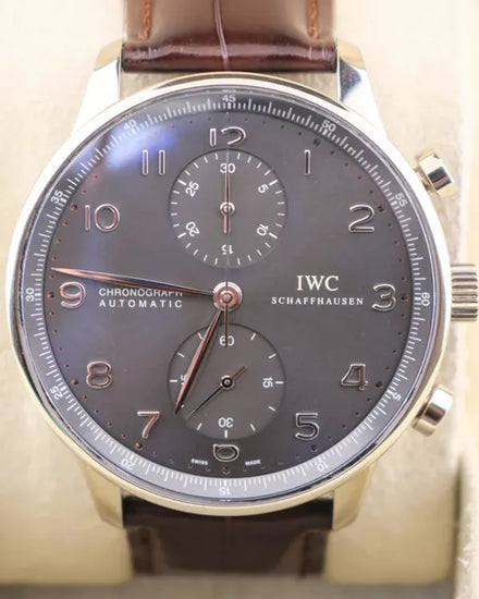 IWC Schaffhausen Portugieser Chronograph 41MM Grey Dial Leather Strap (IW371431)