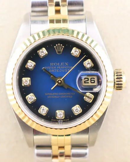 2000 (P Serial) Rolex Lady-Datejust 26MM Blue Dial Two-Tone Jubilee Bracelet (79173)
