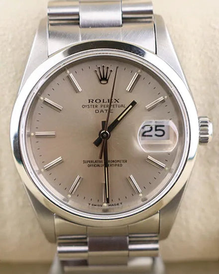 1990 (E Serial) Rolex Oyster Perpetual 34MM Silver Dial Oyster Bracelet (15200)