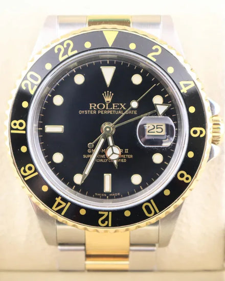 2006 Rolex GMT-Master II 40MM Black Dial Two-Tone Oyster Bracelet (16713)