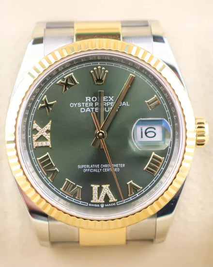 2018 Rolex Datejust 36MM Green Dial Two-Tone Oyster Bracelet (126233)