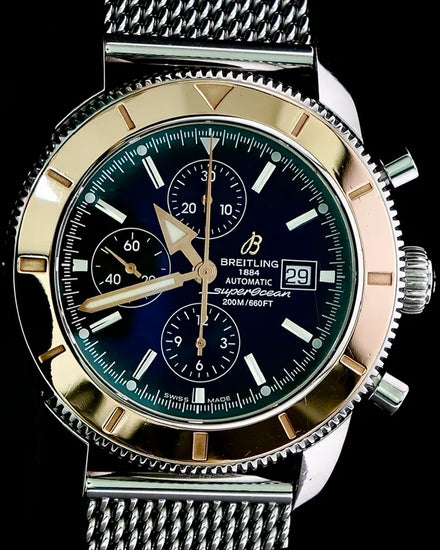 2014 Breitling Superocean Heritage 46MM Black Dial Steel Bracelet (U13320)