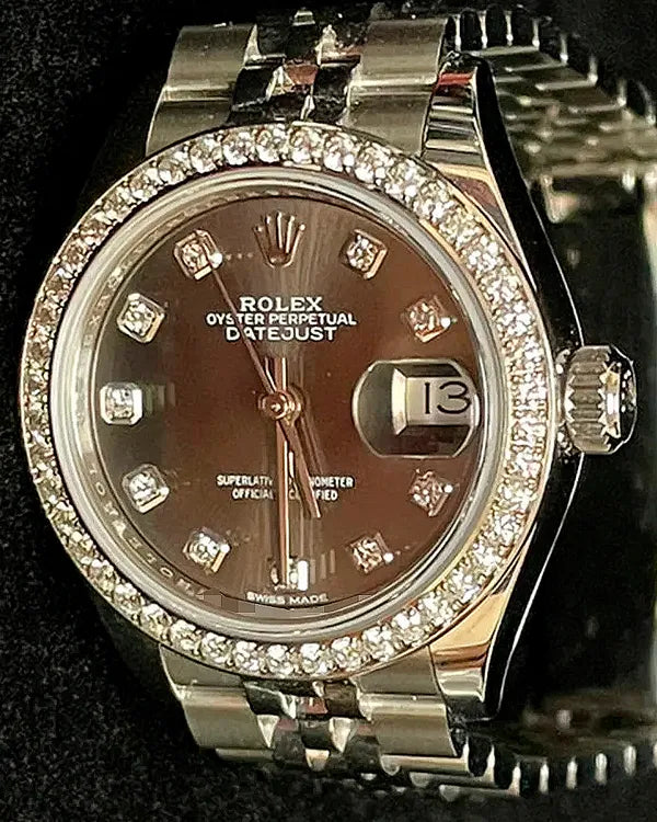 2017 Rolex Lady-Datejust 28MM Rhodium Dial Super Jubilee Bracelet (279384RBR)