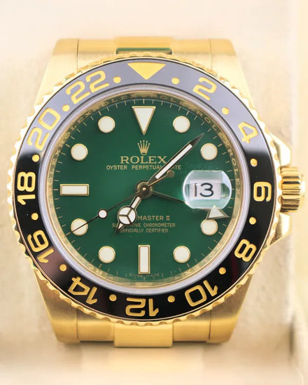 Rolex GMT-Master II 40MM Green Dial Yellow Gold Oyster Bracelet (116718)