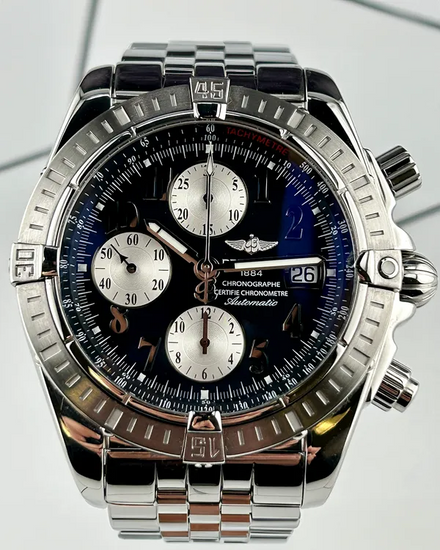 Breitling Chronomat Evolution 44MM Black Dial Steel Bracelet (A13356)
