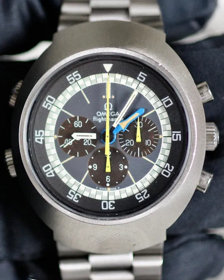 Omega Seamaster 1973 Flightmaster Chronograph GMT 43MM Black Dial Steel Bracelet (145.0036)