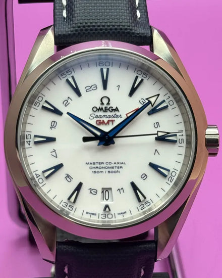 Omega Seamaster Aqua Terra 150M "GoodPlanet" GMT 43MM White Dial Aftermarket Leather Strap (231.90.43.22.04.001)