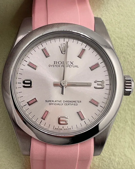 2008 (M Serial) Rolex Oyster Perpetual 31MM Silver Dial Aftermarket Rubber Strap (177200)