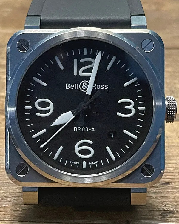 Bell & Ross BR 03 41MM Black Dial Rubber Strap (BR 03A-BL-ST/SRB)