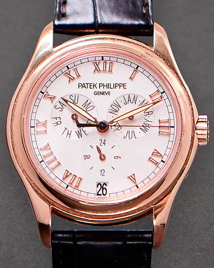 2002 Patek Philippe Annual Calendar 36.5MM Silver Dial Leather Strap (5035R)