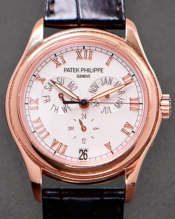 2002 Patek Philippe Annual Calendar 36.5MM Silver Dial Leather Strap (5035R)