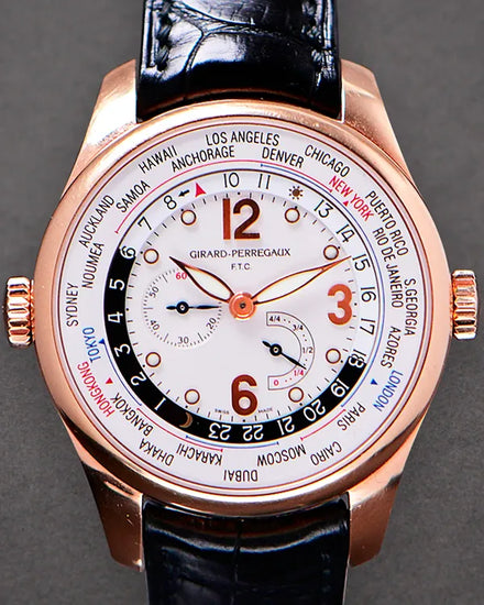Girard Perregaux World Time Power Reserve 41MM White Dial Leather Strap (49850)