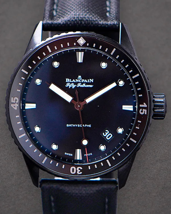 Blancpain Fifty Fathoms Bathyscaphe 43.6MM Black Dial Textile Strap (5000 0130 NABA)