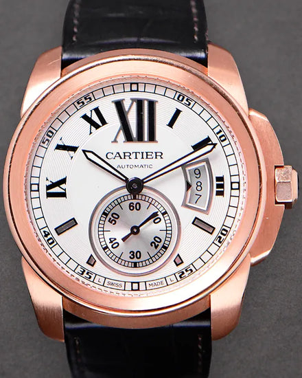 Cartier Calibre De Cartier 42MM Silver Dial Leather Strap (W7100009)