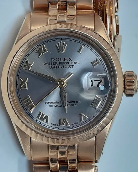 Rolex Lady-Datejust 26MM Slate Dial Yellow Gold Jubilee Bracelet (6517)