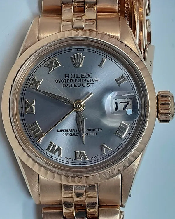 Rolex Lady-Datejust 26MM Slate Dial Yellow Gold Jubilee Bracelet (6517)