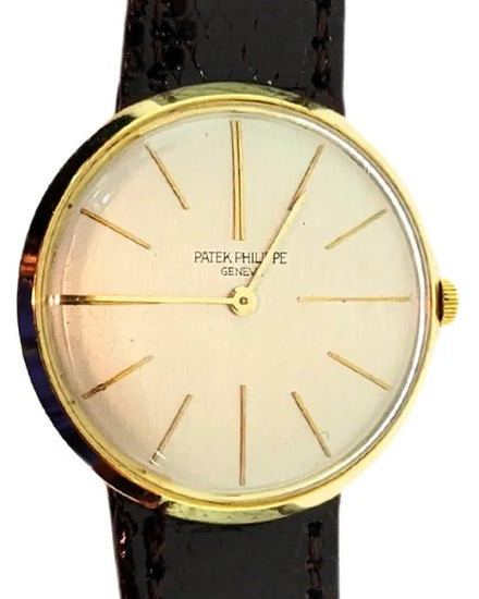 Patek Philippe Calatrava 18k Gold 34MM Champagne Dial Aftermarket Leather Strap (2590)