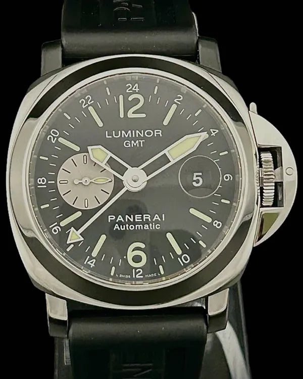 2017 Panerai Luminor GMT 44MM Black Dial Leather Strap (PAM00088)