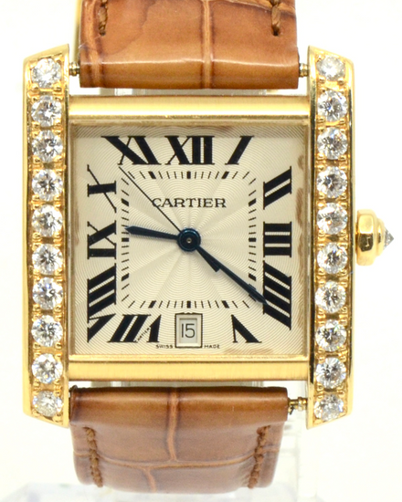 Cartier Tank  Française 28MM Silver Dial Leather Strap (1840)