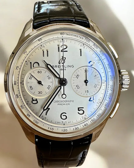 Breitling Premier B09 Chronograph 40MM Silver Dial Leather Strap (AB0930371G1P1)