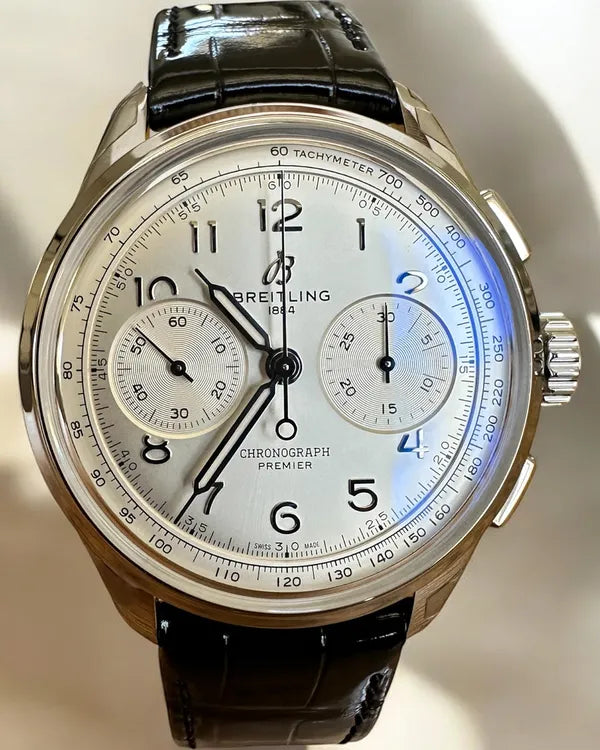 2024 Breitling Premier B09 Chronograph 40MM Silver Dial Leather Strap (AB0930371G1P1)
