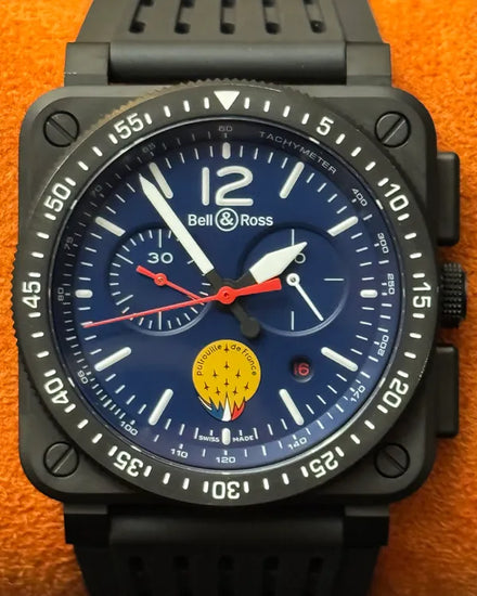 2023 Bell & Ross BR 03 "Patrouille de France" L.E. 42MM Quartz Blue Dial Rubber Strap (BR03-PAF1-CA/SRB)