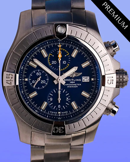 No Reserve - Breitling Avenger Chronograph 45MM Blue Dial Steel Bracelet (A13317)