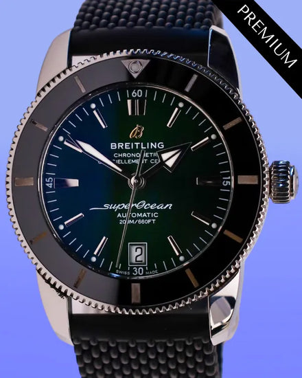 No Reserve - Breitling Superocean Heritage II B20 42MM Green Dial Rubber Strap (AB2010)