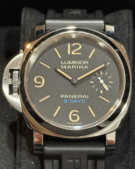 2019 Panerai Luminor Marina 8 Days 44MM Black Dial Rubber Strap (PAM00796)