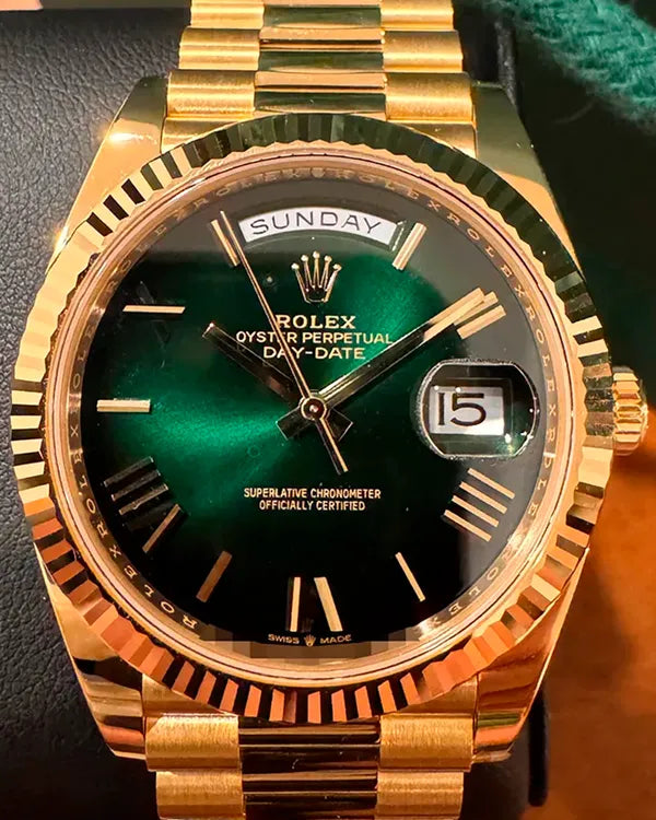 2025 Rolex Day-Date 40MM Green Dial Yellow Gold President Bracelet (228238)