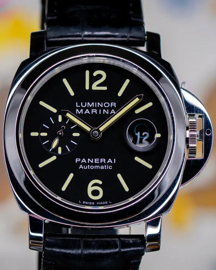 Panerai Luminor Marina 44MM Black Dial Leather Strap (PAM00104)
