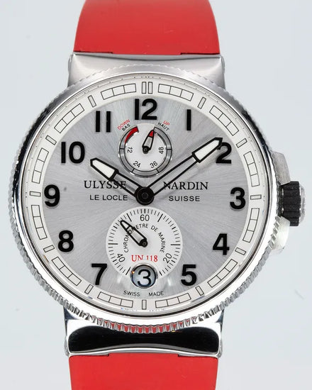 Ulysse Nardin Marine Chronometer Manufacture 43MM Silver Dial Rubber Strap (1183-126)