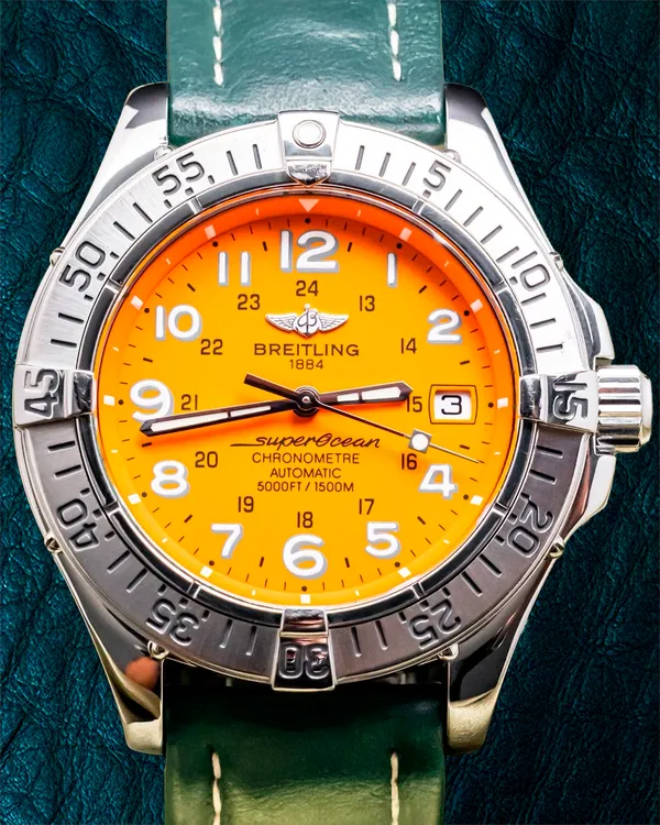 Breitling Superocean 42MM Orange Dial Leather Strap (A17360)