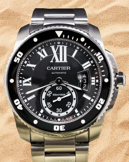 2017 Cartier Calibre de Cartier Diver 42MM Black Dial Steel Bracelet (W7100057)