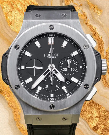 2015 Hublot Big Bang 44MM Black Dial Leather Strap (301.SX.1170.GR)