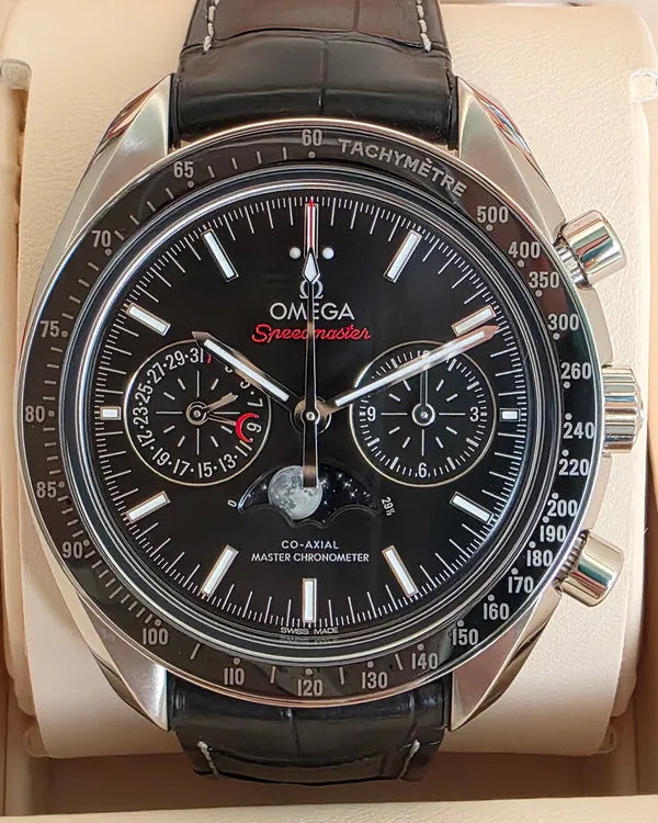 2022 Omega Speedmaster Moonphase 44.25MM Black Dial Leather Strap (304.33.44.52.01.001)