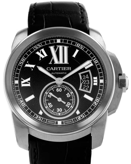 Cartier Calibre de Cartier 42MM Black Dial Leather Strap (W7100041)