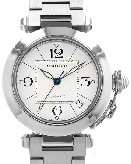 2008 Cartier Pasha De Cartier 35MM White Dial Steel Bracelet (W31074M7)